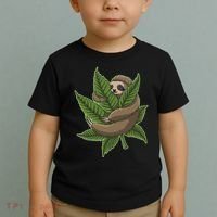 Lazy Sloth Cannabis Leaf Toddler T-Shirt thumb 2