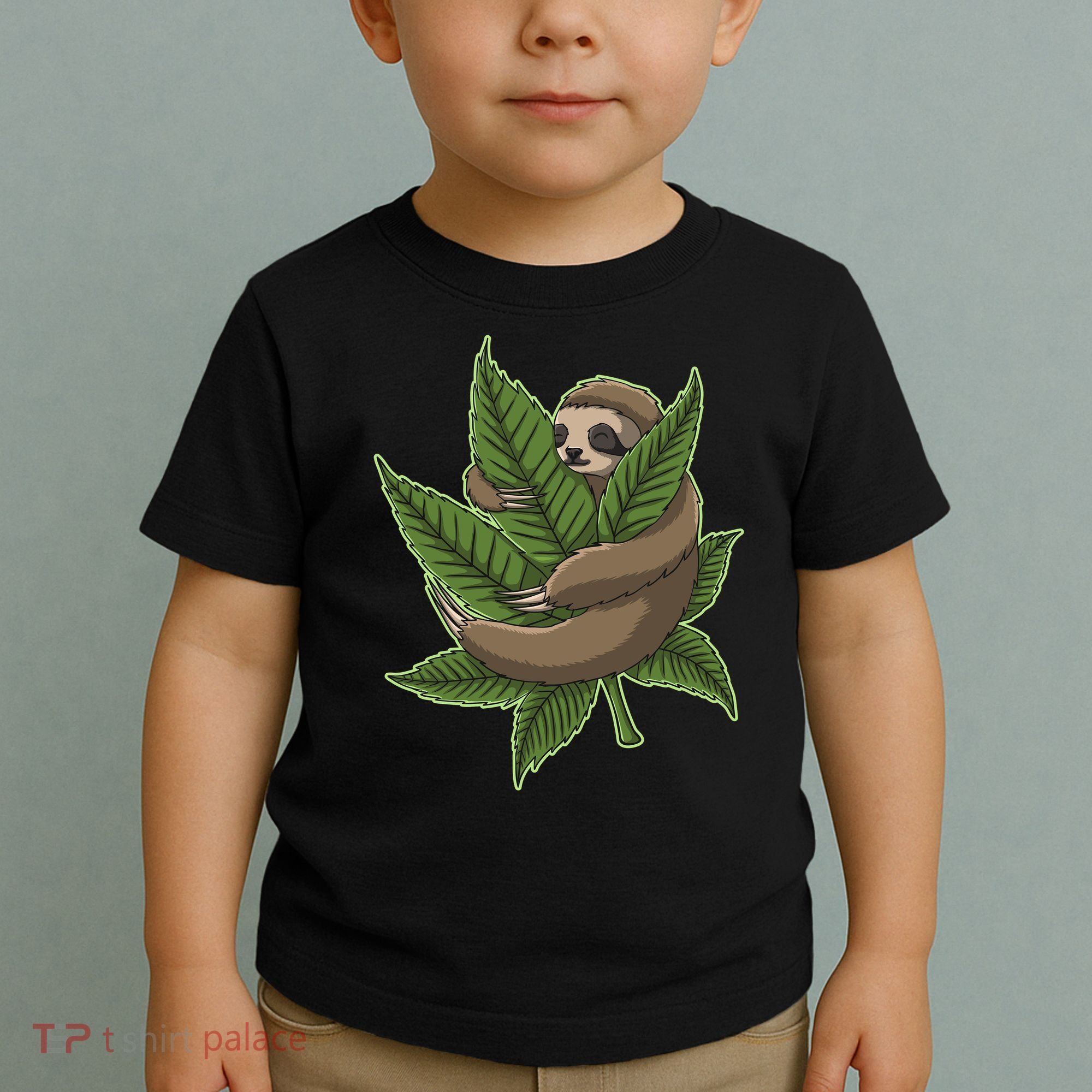 Lazy Sloth Cannabis Leaf Toddler T-Shirt