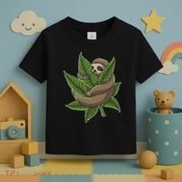 Lazy Sloth Cannabis Leaf Toddler T-Shirt thumb 3