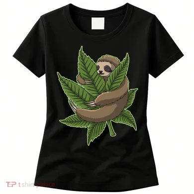 Lazy Sloth Cannabis Leaf Women's T-Shirt
