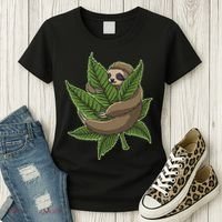 Lazy Sloth Cannabis Leaf Women's T-Shirt thumb 3