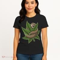 Lazy Sloth Cannabis Leaf Women's T-Shirt thumb 4