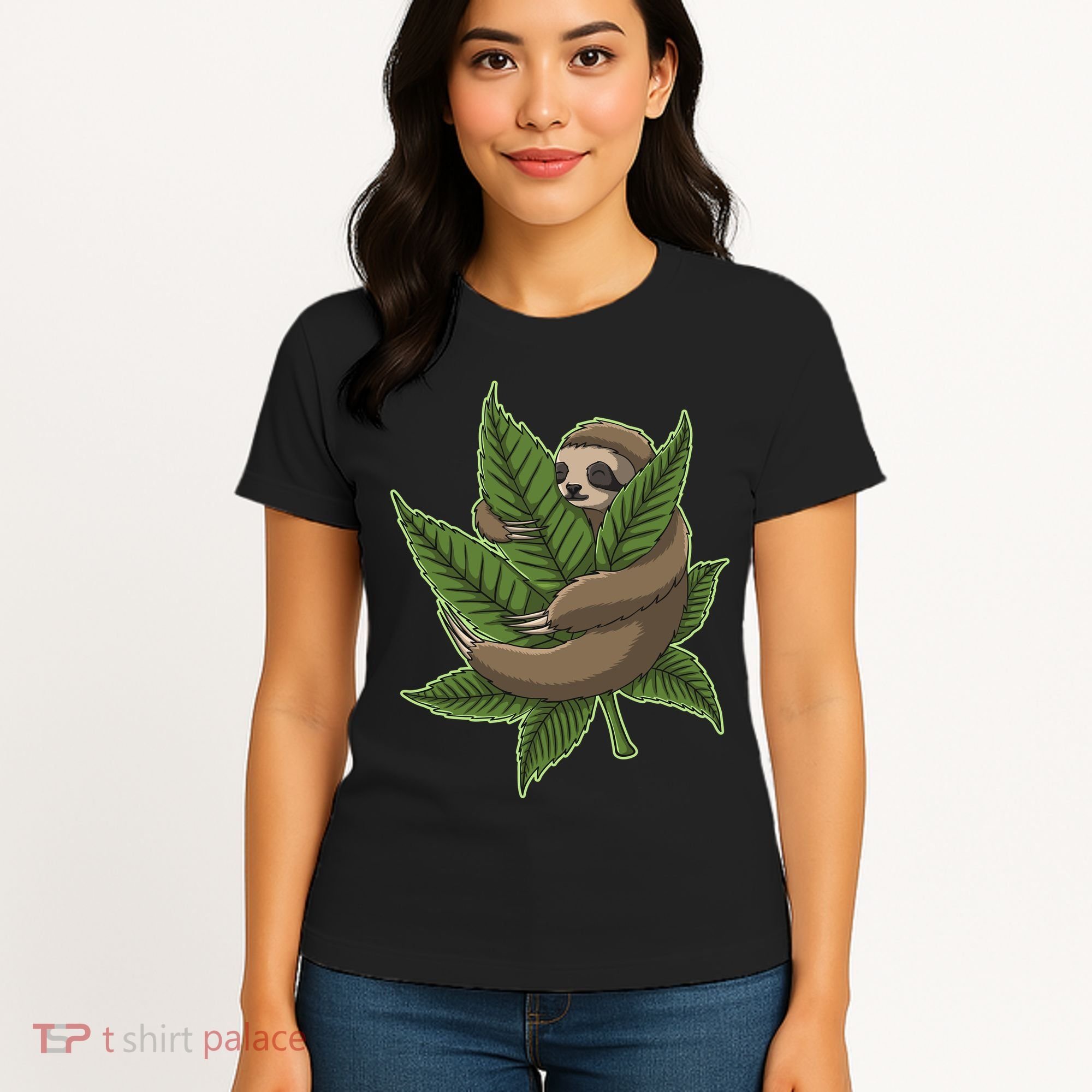 Lazy Sloth Cannabis Leaf Women's T-Shirt
