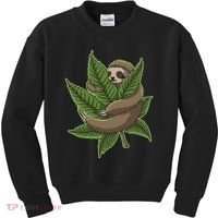 Lazy Sloth Cannabis Leaf Kids Sweatshirt thumb 0