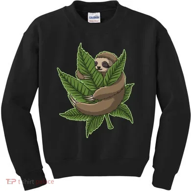 Lazy Sloth Cannabis Leaf Kids Sweatshirt
