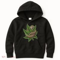 Lazy Sloth Cannabis Leaf Kids Hoodie thumb 0
