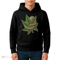 Lazy Sloth Cannabis Leaf Kids Hoodie thumb 4