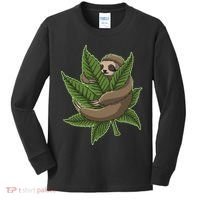 Lazy Sloth Cannabis Leaf Kids Long Sleeve Shirt thumb 0