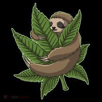 Lazy Sloth Cannabis Leaf Kids Long Sleeve Shirt thumb 2