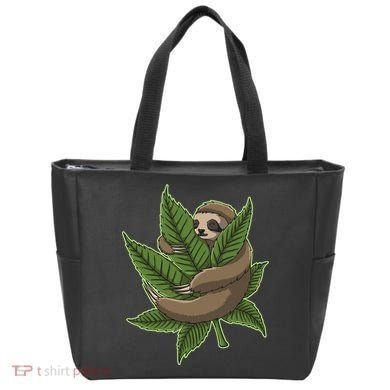 Lazy Sloth Cannabis Leaf Tote Bag