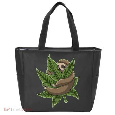 Lazy Sloth Cannabis Leaf Tote Bag