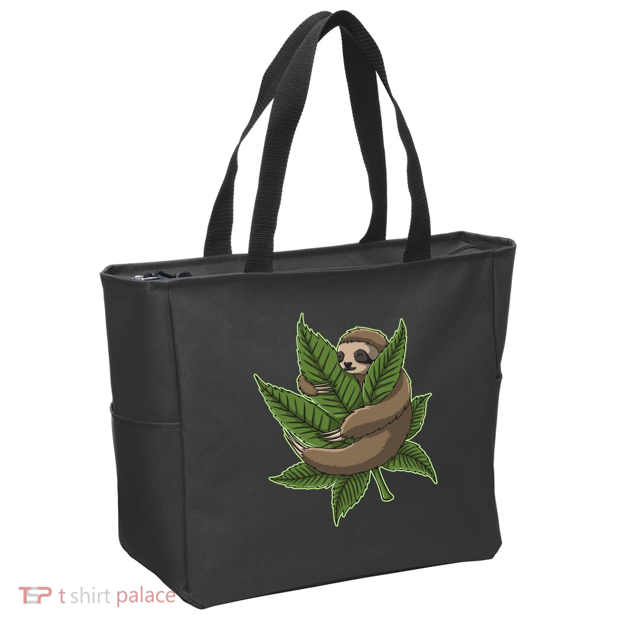 Lazy Sloth Cannabis Leaf Tote Bag