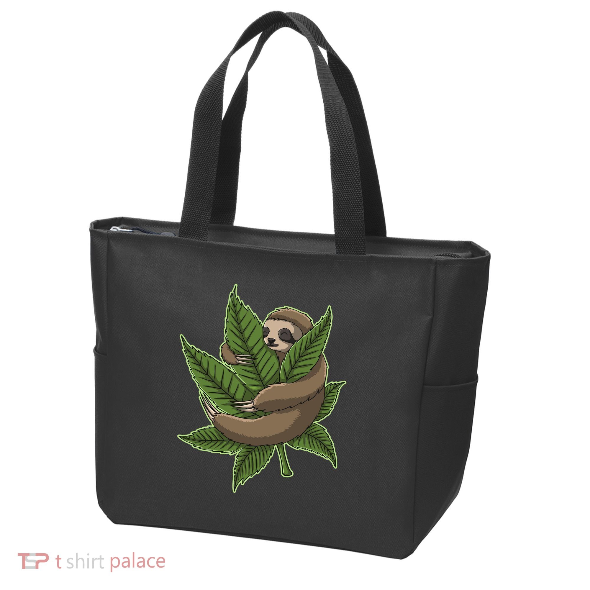 Lazy Sloth Cannabis Leaf Tote Bag