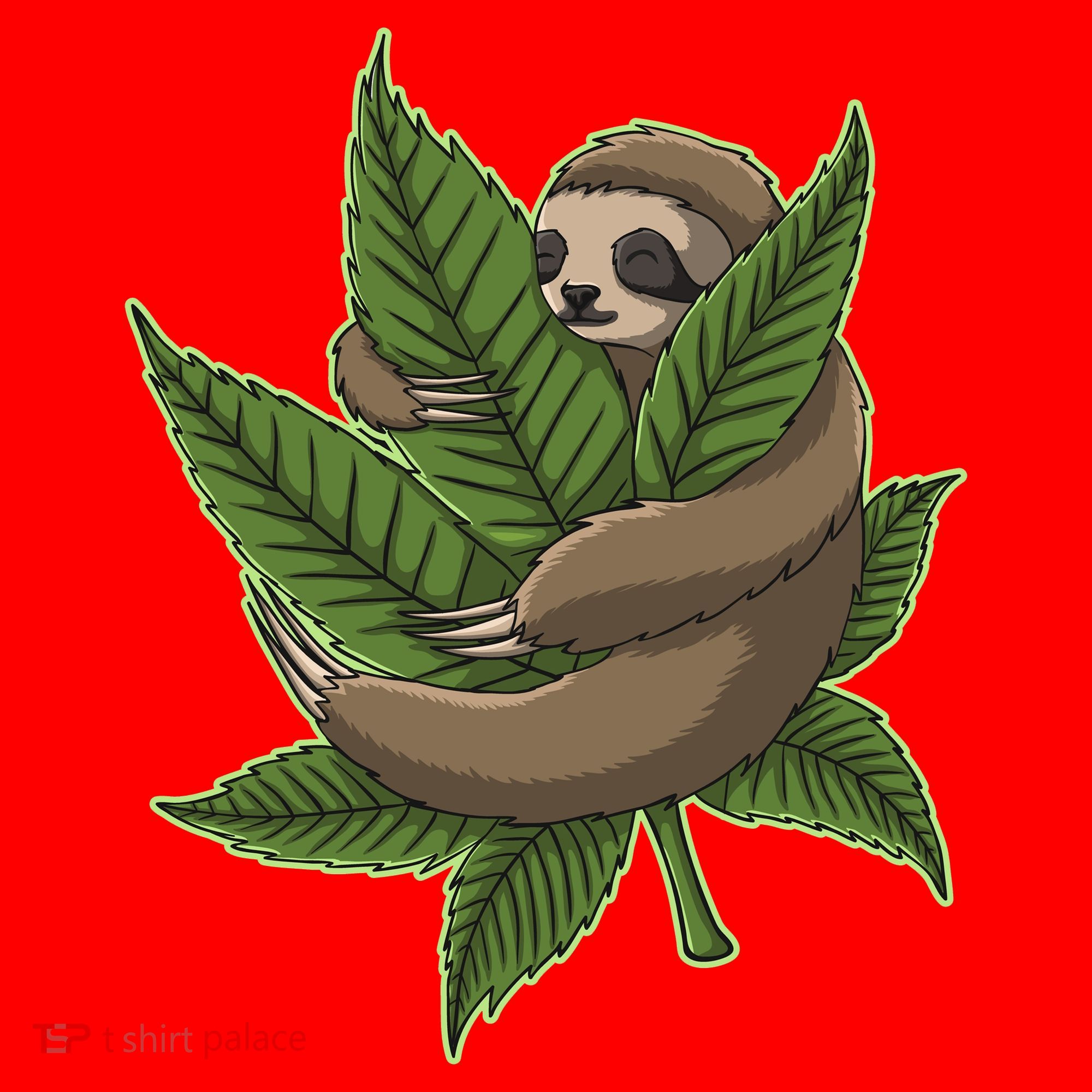 Lazy Sloth Cannabis Leaf Santa Hat