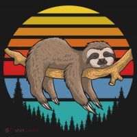 lazy Sloth Retro Sunset  USA-Made Doggie Bandana thumb 2