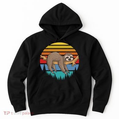 lazy Sloth Retro Sunset  Hoodie