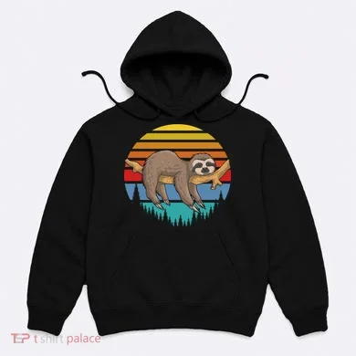 lazy Sloth Retro Sunset  Hoodie
