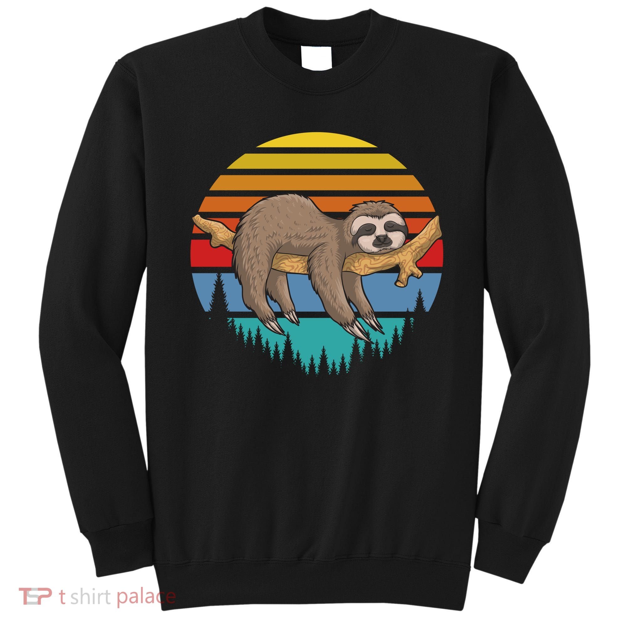 lazy Sloth Retro Sunset  Sweatshirt