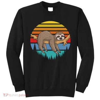 lazy Sloth Retro Sunset  Sweatshirt