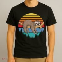 lazy Sloth Retro Sunset  T-Shirt thumb 3