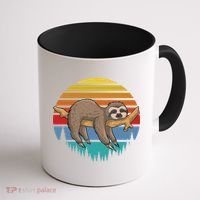 lazy Sloth Retro Sunset  Coffee Mug thumb 1