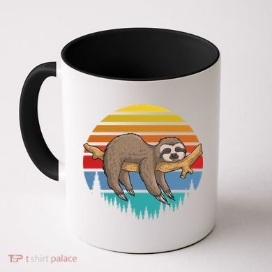 lazy Sloth Retro Sunset  Coffee Mug