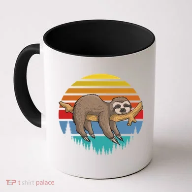 lazy Sloth Retro Sunset Coffee Mug