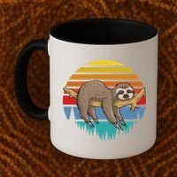 lazy Sloth Retro Sunset  Coffee Mug thumb 2
