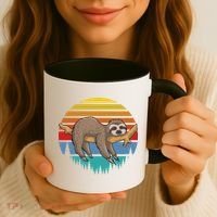 lazy Sloth Retro Sunset  Coffee Mug thumb 3