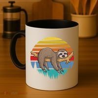 lazy Sloth Retro Sunset  Coffee Mug thumb 4