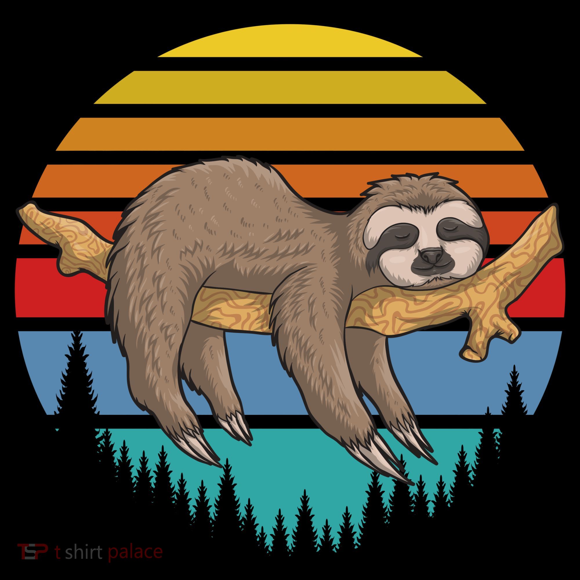lazy Sloth Retro Sunset  Coffee Mug