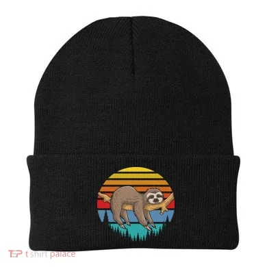 lazy Sloth Retro Sunset  Beanie