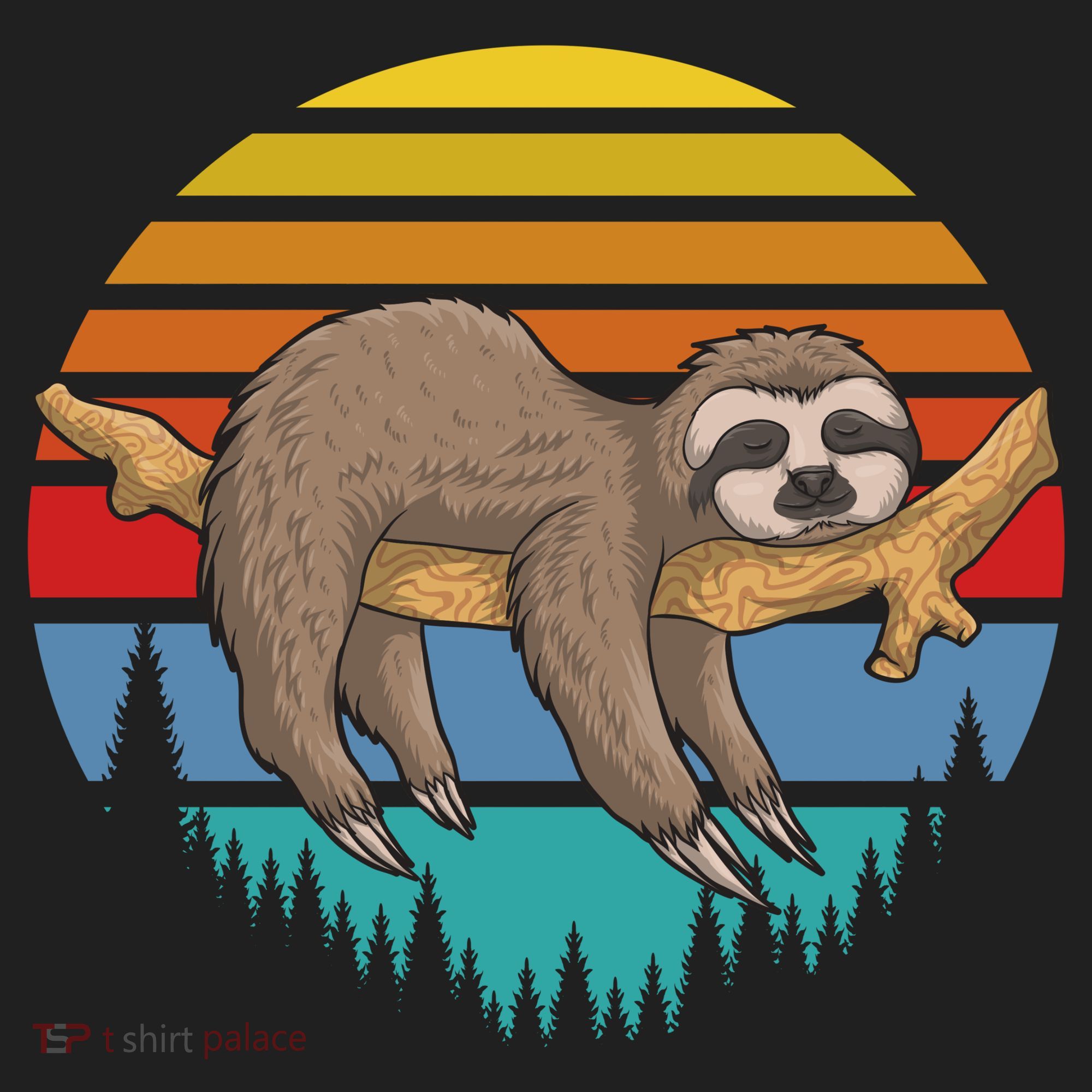 lazy Sloth Retro Sunset  Beanie