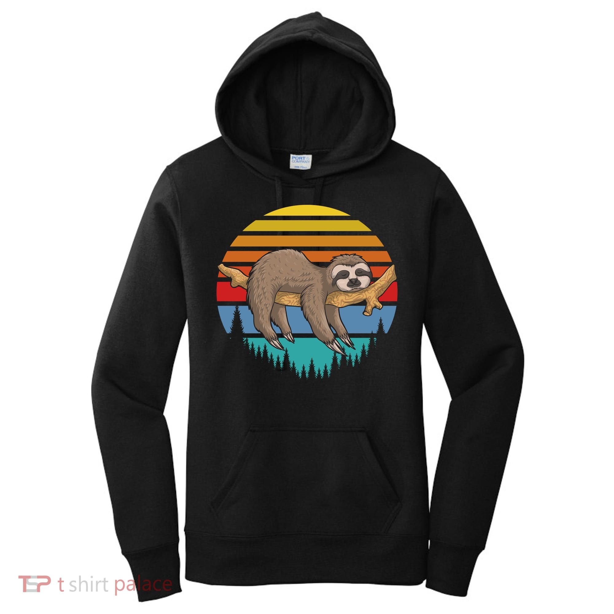 lazy Sloth Retro Sunset  Women's Hoodie