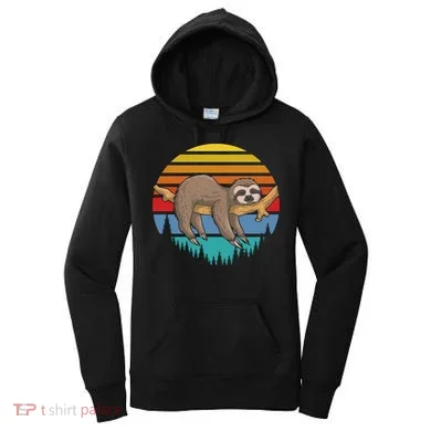 lazy Sloth Retro Sunset  Women's Hoodie