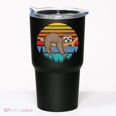 lazy Sloth Retro Sunset  Tumbler