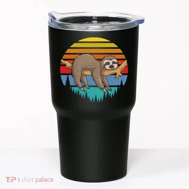 lazy Sloth Retro Sunset  Tumbler