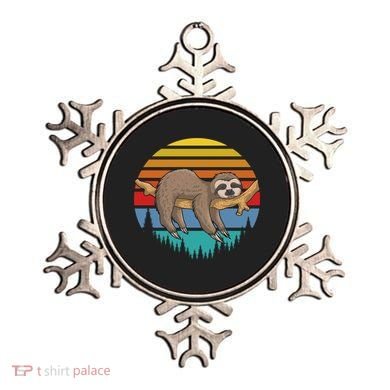 lazy Sloth Retro Sunset  Ornament