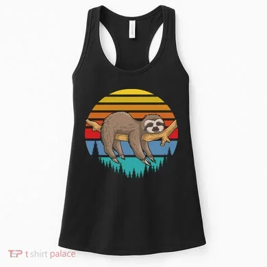 lazy Sloth Retro Sunset  Women's Tank Top
