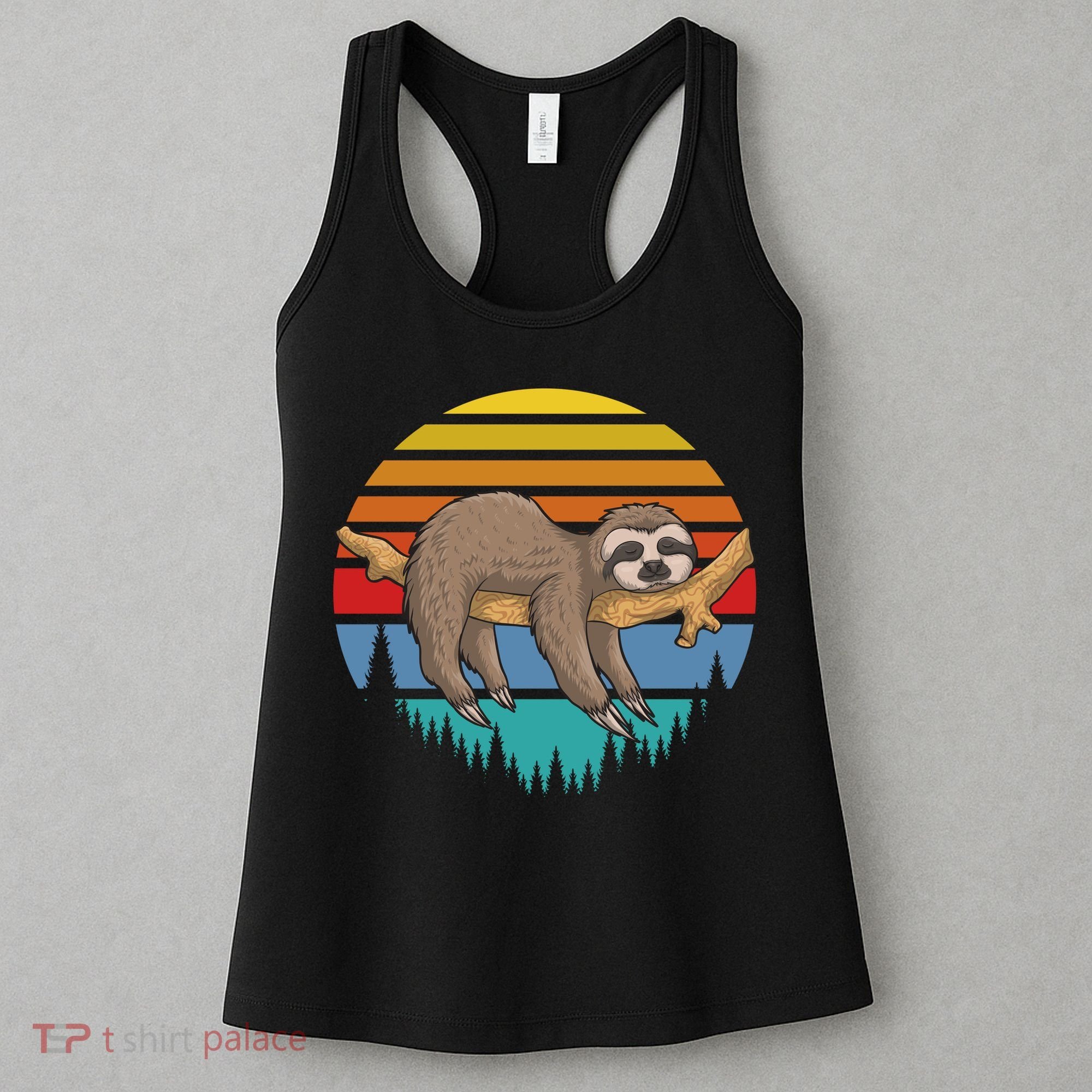 lazy Sloth Retro Sunset  Women's Tank Top