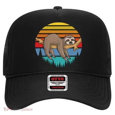 lazy Sloth Retro Sunset  Hat