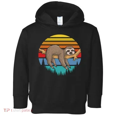 lazy Sloth Retro Sunset  Toddler Hoodie