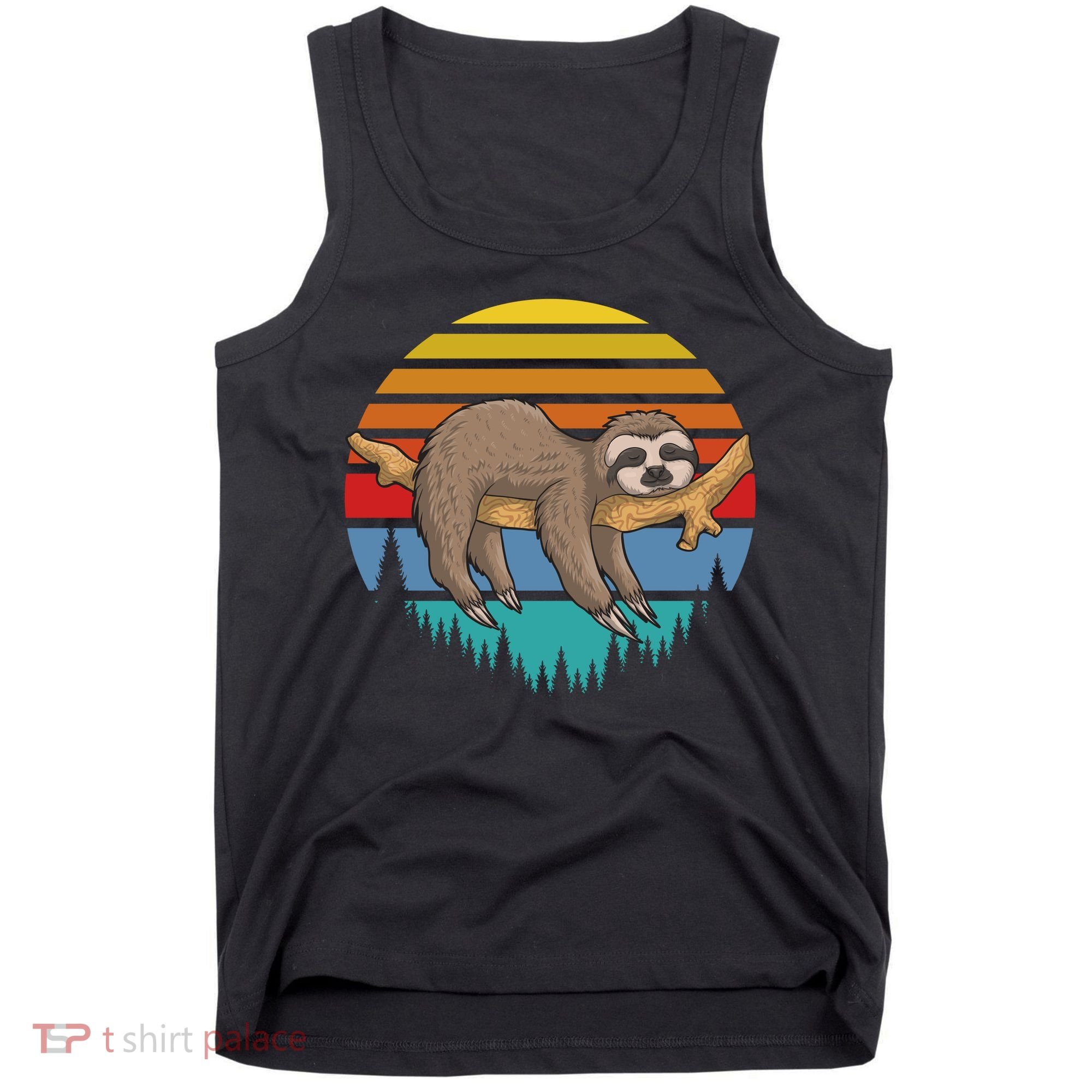 lazy Sloth Retro Sunset  Tank Top