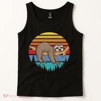 lazy Sloth Retro Sunset  Tank Top thumb 2