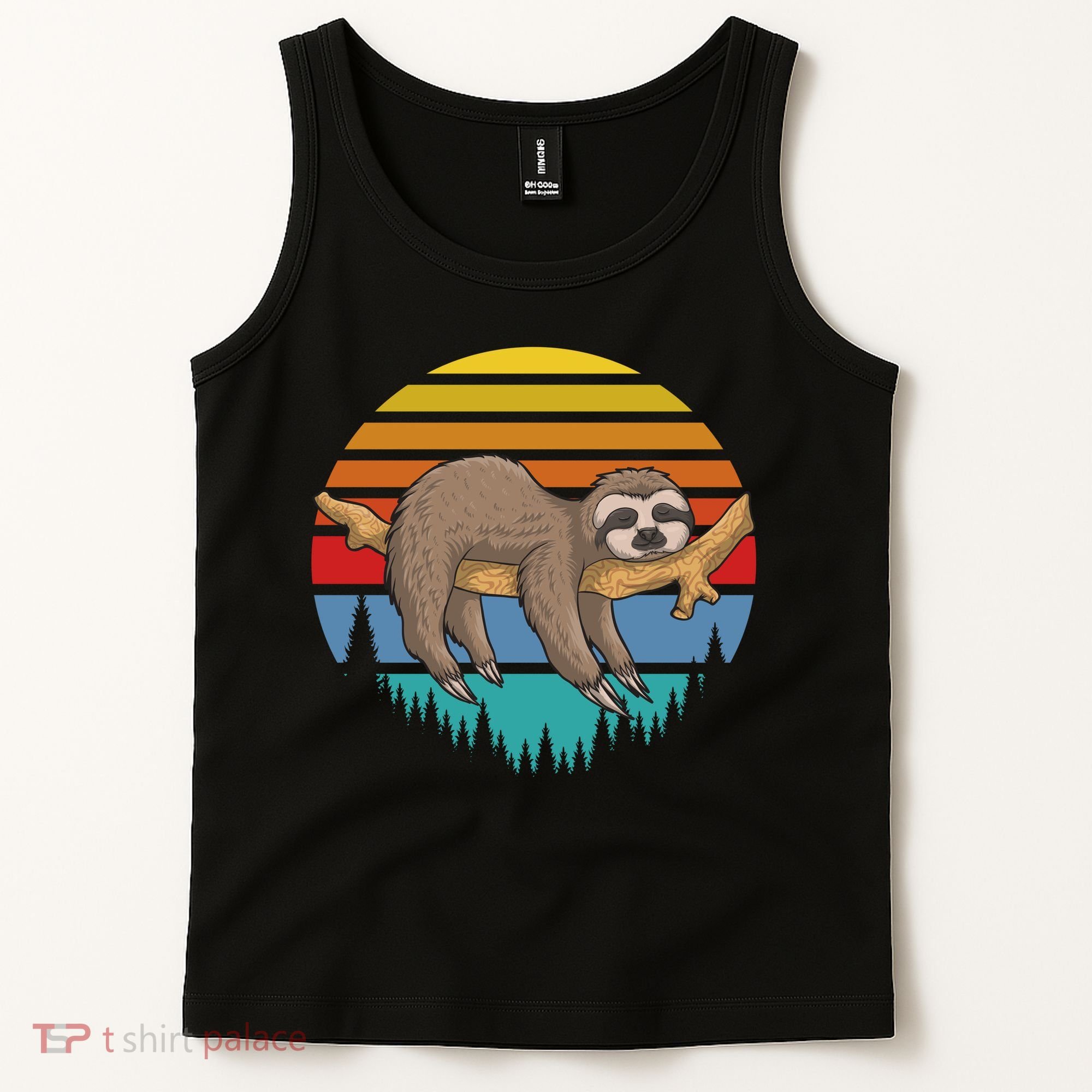 lazy Sloth Retro Sunset  Tank Top