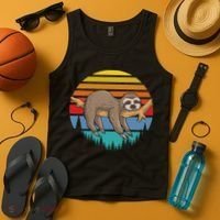 lazy Sloth Retro Sunset  Tank Top thumb 4