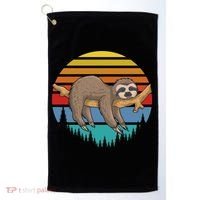 lazy Sloth Retro Sunset  Golf Towel thumb 0