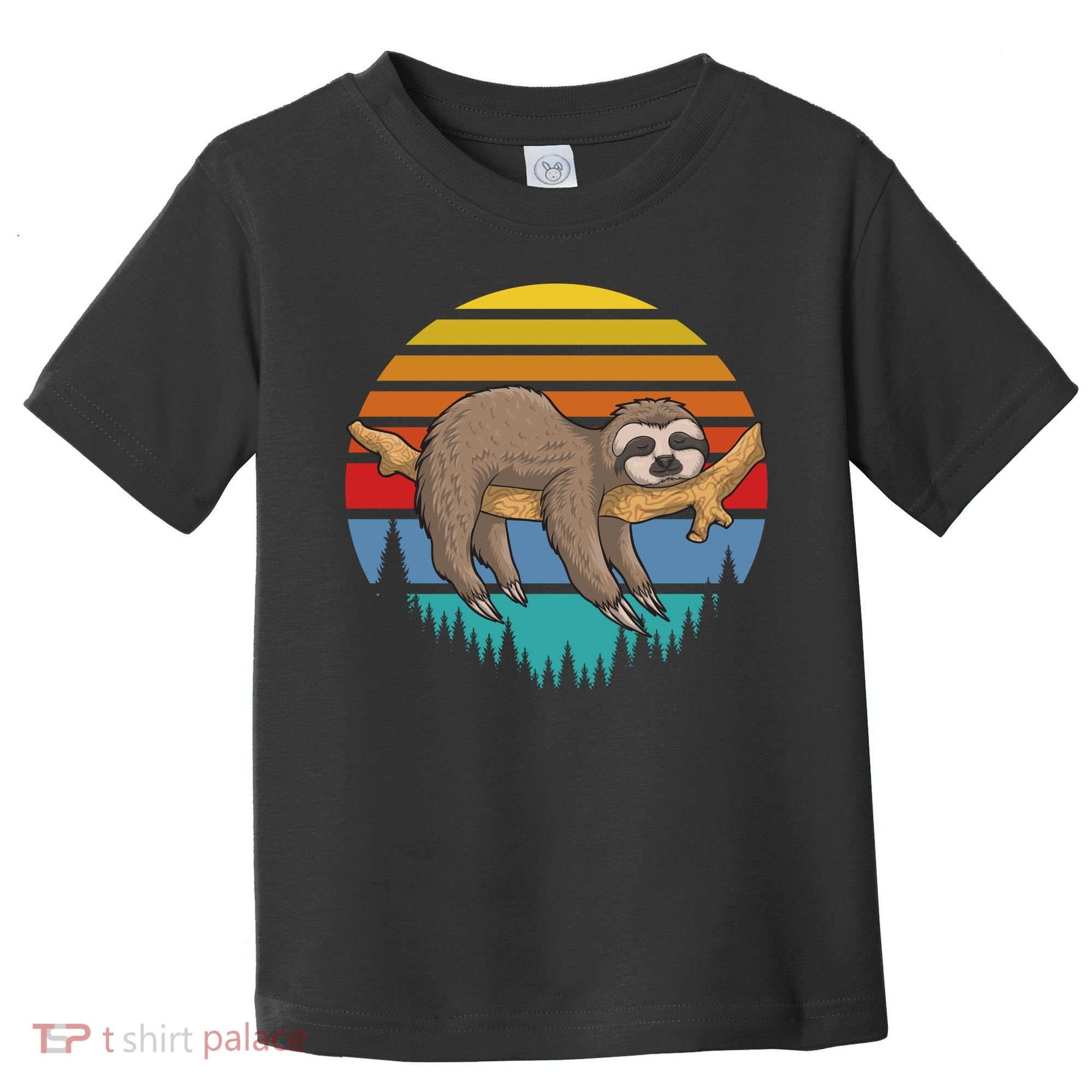 lazy Sloth Retro Sunset  Toddler T-Shirt