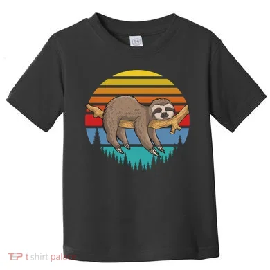 lazy Sloth Retro Sunset Toddler T-Shirt