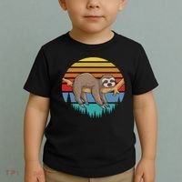 lazy Sloth Retro Sunset  Toddler T-Shirt thumb 2